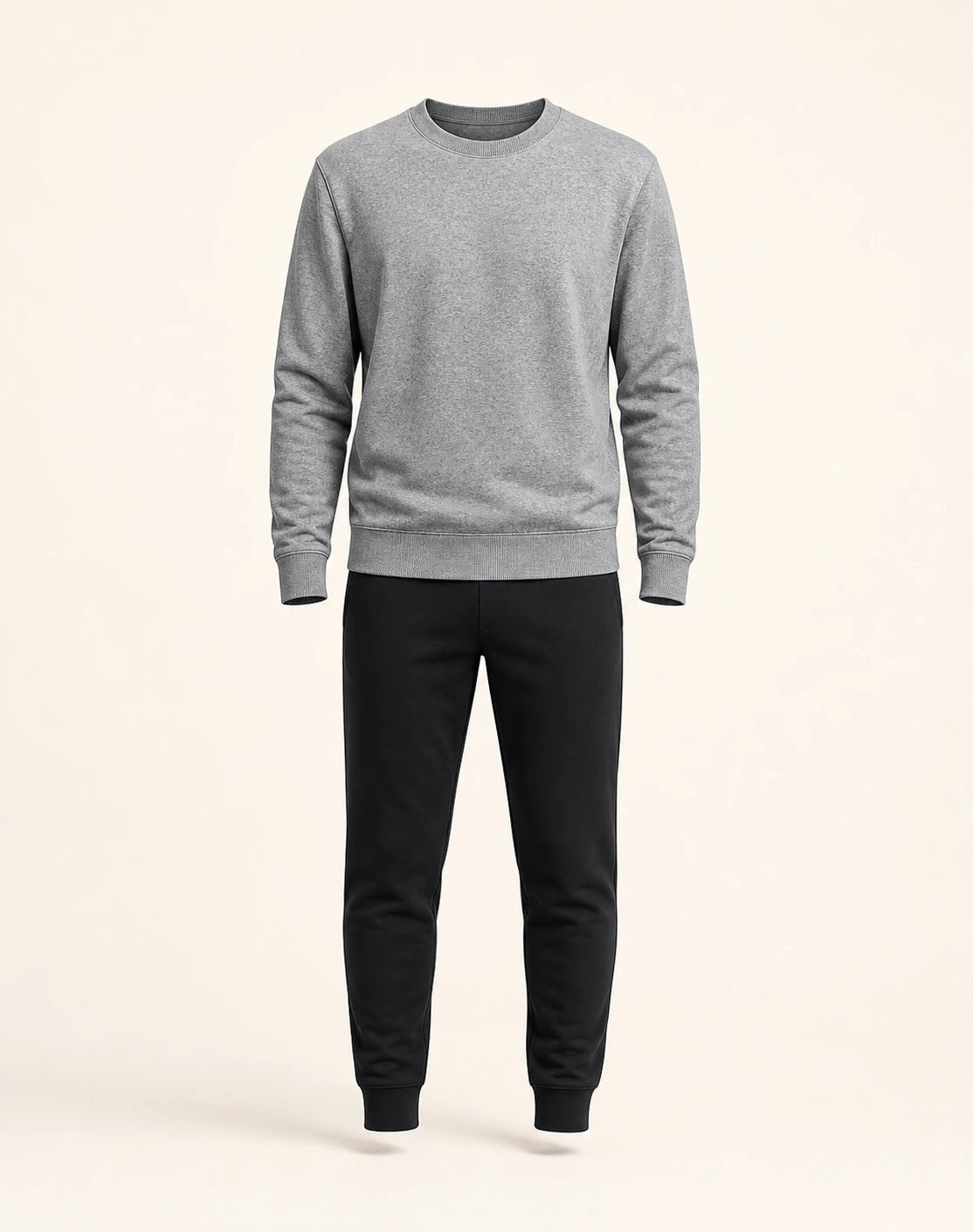 Melange-grijze sweater en zwarte broek
